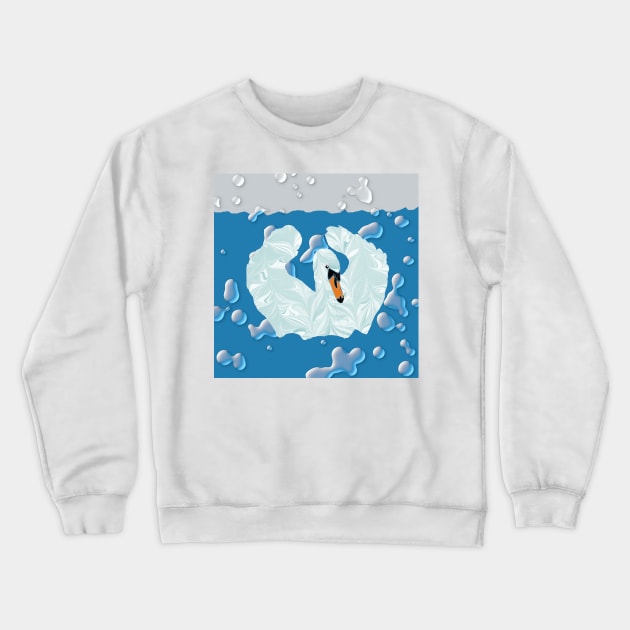 Marbled Paper Swan Crewneck Sweatshirt by MarbleCloud